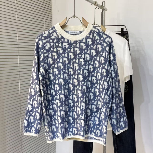 Maglione Oblique CD Bianco Blu Lana