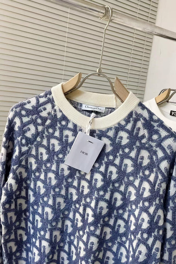 Maglione Oblique CD Bianco Blu Lana