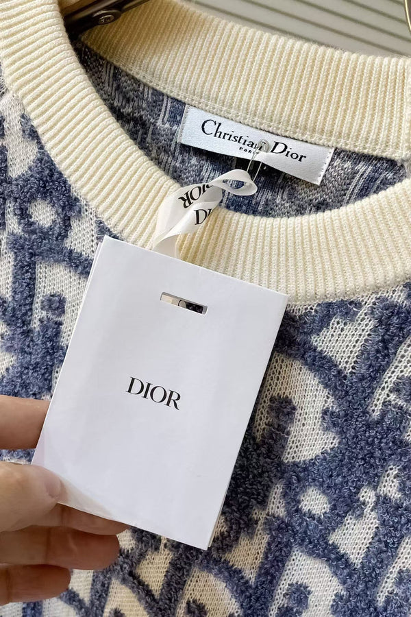 Maglione Oblique CD Bianco Blu Lana