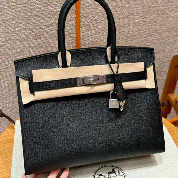 HM BIRKIN SELLIER PELLE EPSOM NERA FERRAMENTA ARGENTO
