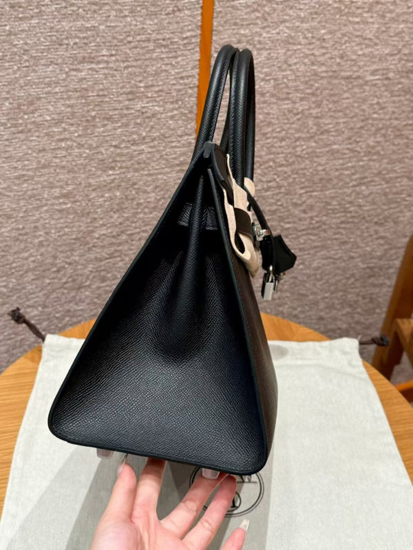 HM BIRKIN SELLIER PELLE EPSOM NERA FERRAMENTA ARGENTO