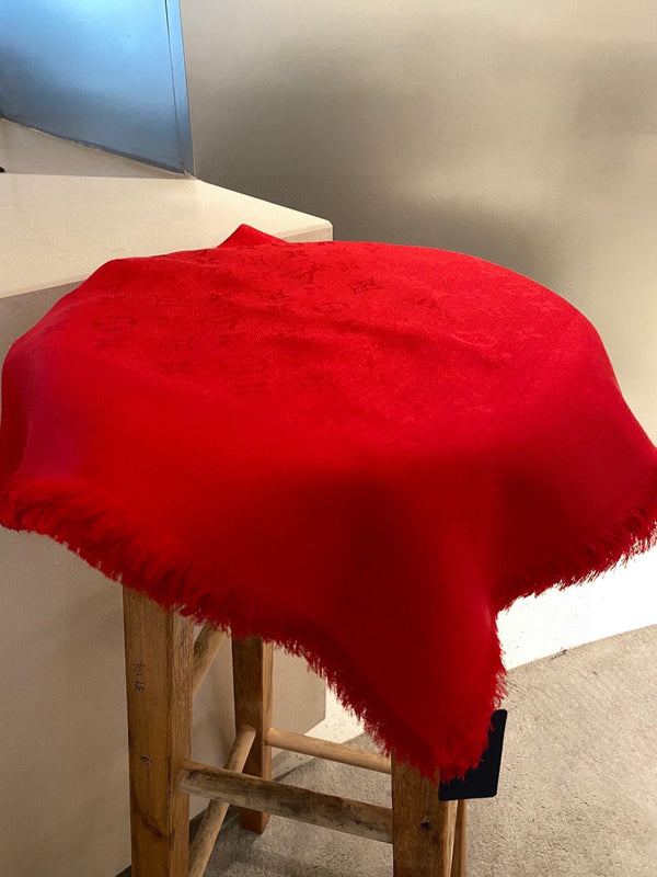 LV SCARF 140CM RED MONOGRAM JACQUARD 150730