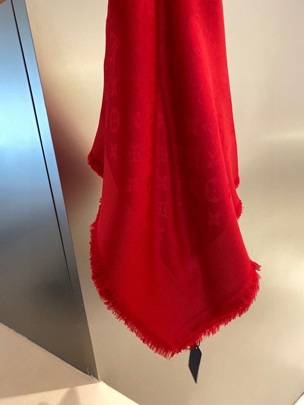 LV SCARF 140CM RED MONOGRAM JACQUARD 150730