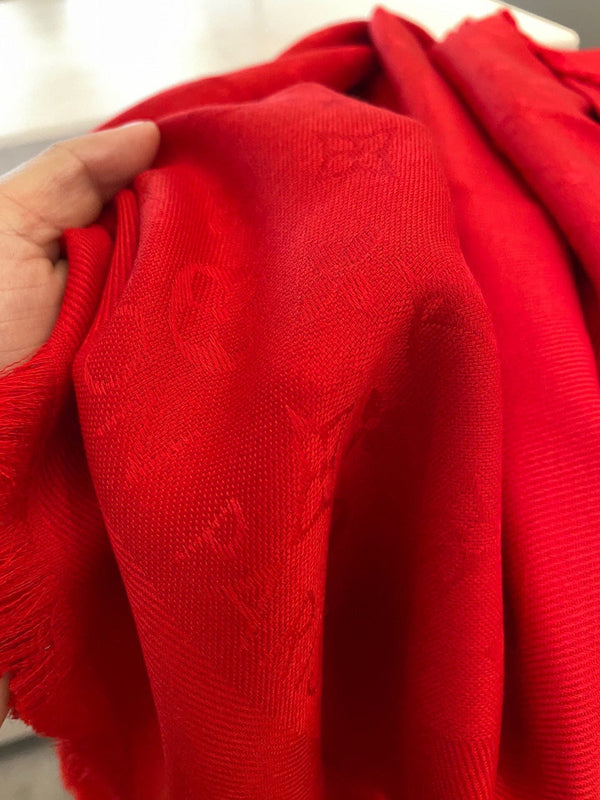 LV SCARF 140CM RED MONOGRAM JACQUARD 150730