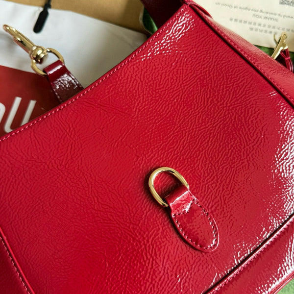 GG JACKIE MINI 19 SHOULDER BAG IN DARK RED CALFSKIN