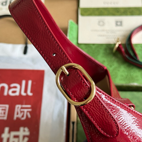 GG JACKIE MINI 19 SHOULDER BAG IN DARK RED CALFSKIN