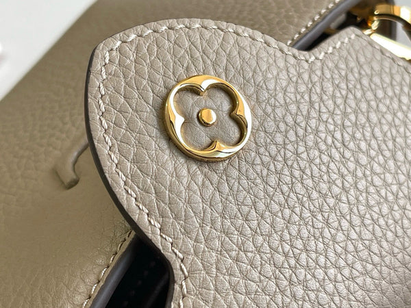 Capucines Bag Light Brown Calfskin Leather Snake Top Handle Best Version