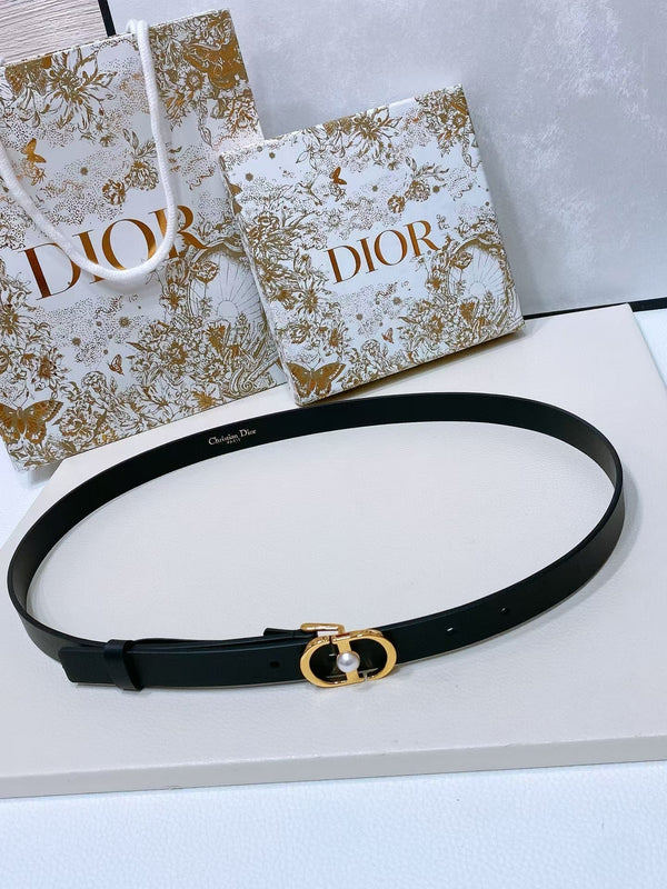 CD Saddle Belt 20mm Black Calfskin Anti-Gold Buckle