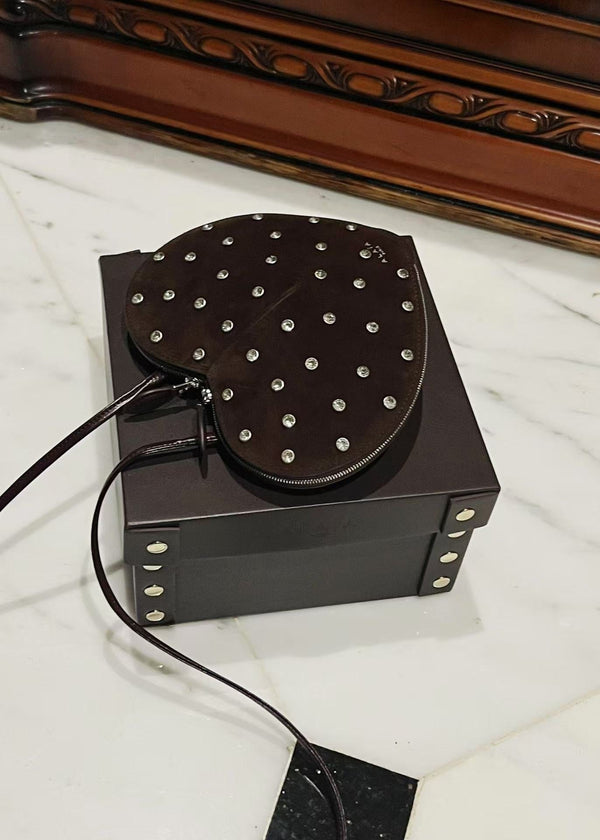 Le Coeur 21cm Burgundy Suede Shouder Bag