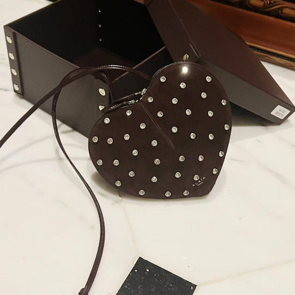 Le Coeur 21cm Burgundy Suede Shouder Bag