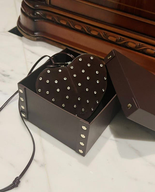 Le Coeur 21cm Burgundy Suede Shouder Bag