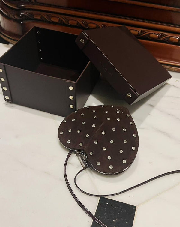 Le Coeur 21cm Burgundy Suede Shouder Bag