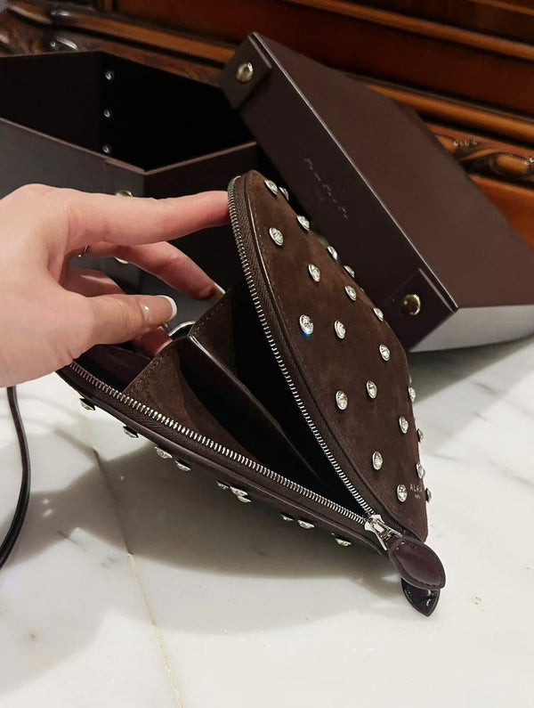 Le Coeur 21cm Burgundy Suede Shouder Bag