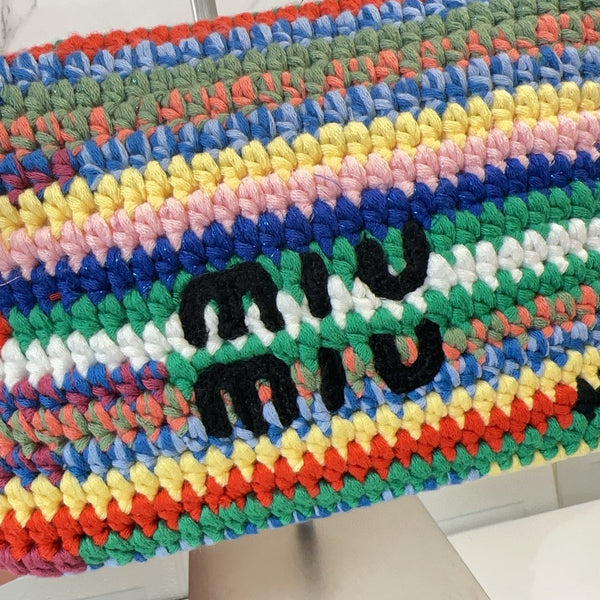 Miumiu Rainbow Woven Bag 21cm Super Heavy Cottton Handmade