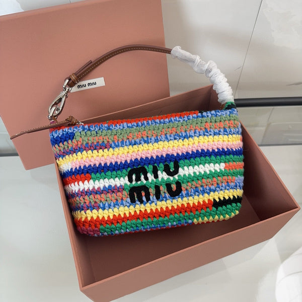 Miumiu Rainbow Woven Bag 21cm Super Heavy Cottton Handmade