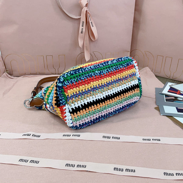Miumiu Rainbow Woven Bag 19 25.5cm Super Heavy Cottton Handmade