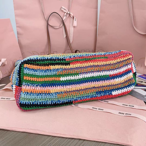 Miumiu Rainbow Woven Bag 40cm Super Heavy Cottton Handmade