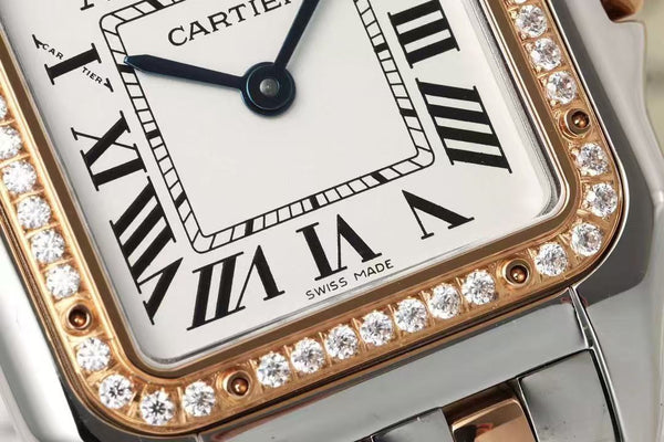 PANTHERE 27MM PINK GOLD SILVER CASE DIAMOND BEZEL WHITE DIAL (BEST VERSION)