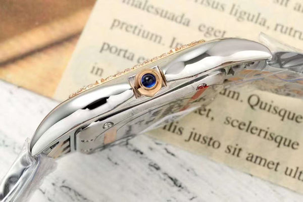 PANTHERE 27MM PINK GOLD SILVER CASE DIAMOND BEZEL WHITE DIAL (BEST VERSION)