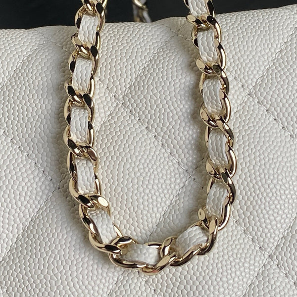 CC 25C Hobo Bag 21.5cm Top Handle White Grained Calfskin