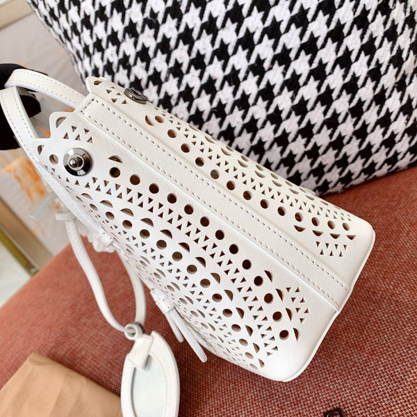Alaia Mina 16 Bag White Vienne Wave Calfskin