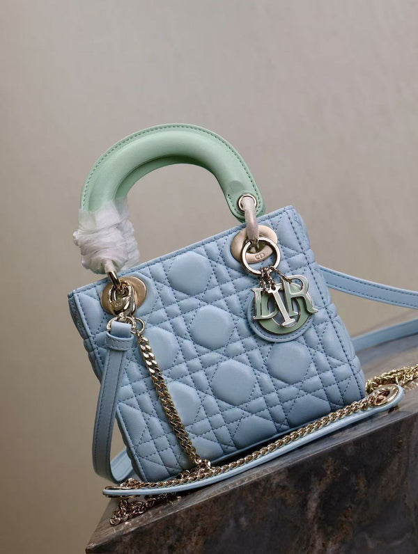 CD Mini Lady 17 Light Blue Mint Lambskin