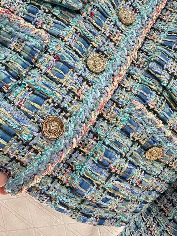 CC 25 Blue Cardigan Jacket Cotton Silk Mix Wool