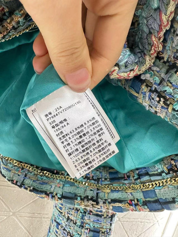 CC 25 Blue Cardigan Jacket Cotton Silk Mix Wool