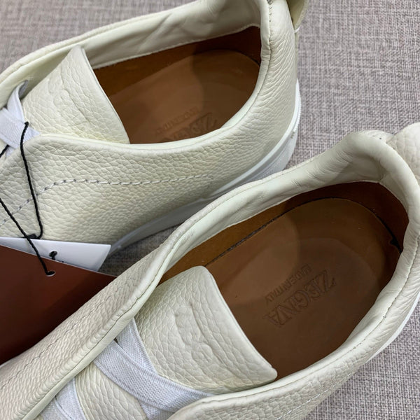 Zegna Triple Stitch Ivory Leather sneakers