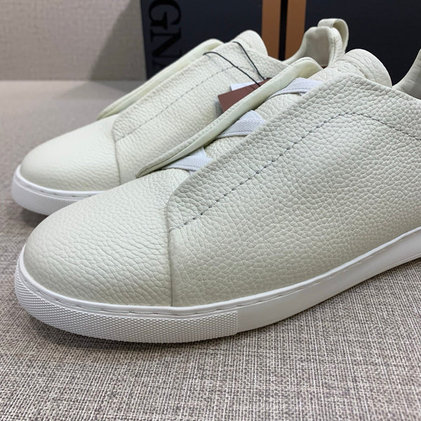 Zegna Triple Stitch Ivory Leather sneakers