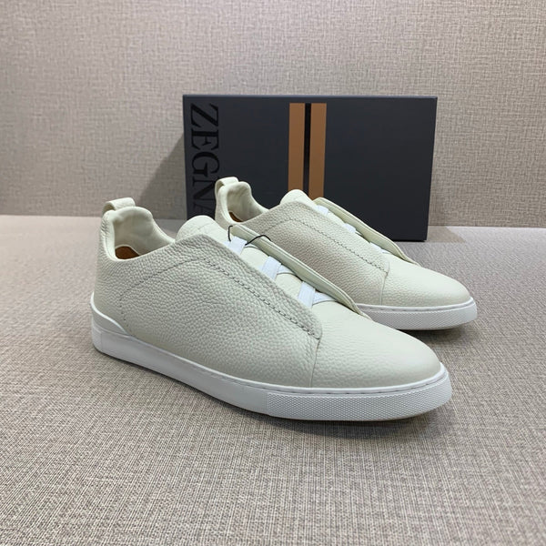 Zegna Triple Stitch Ivory Leather sneakers