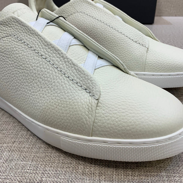 Zegna Triple Stitch Ivory Leather sneakers