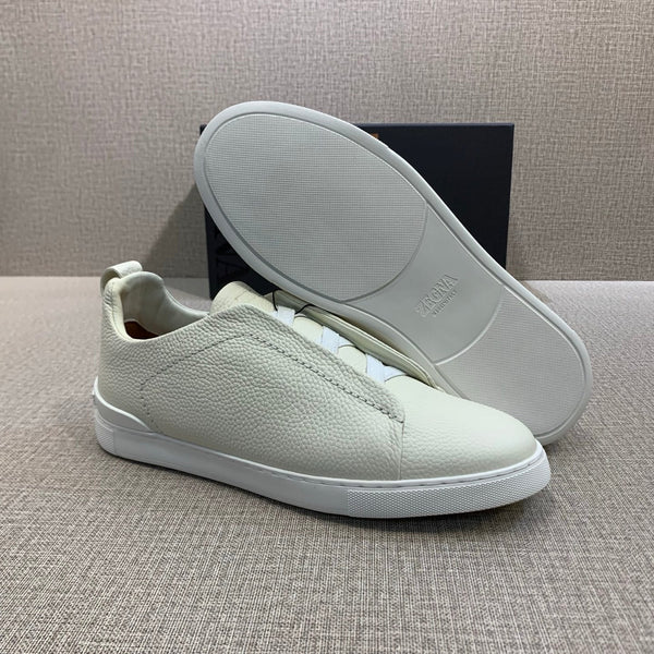 Zegna Triple Stitch Ivory Leather sneakers