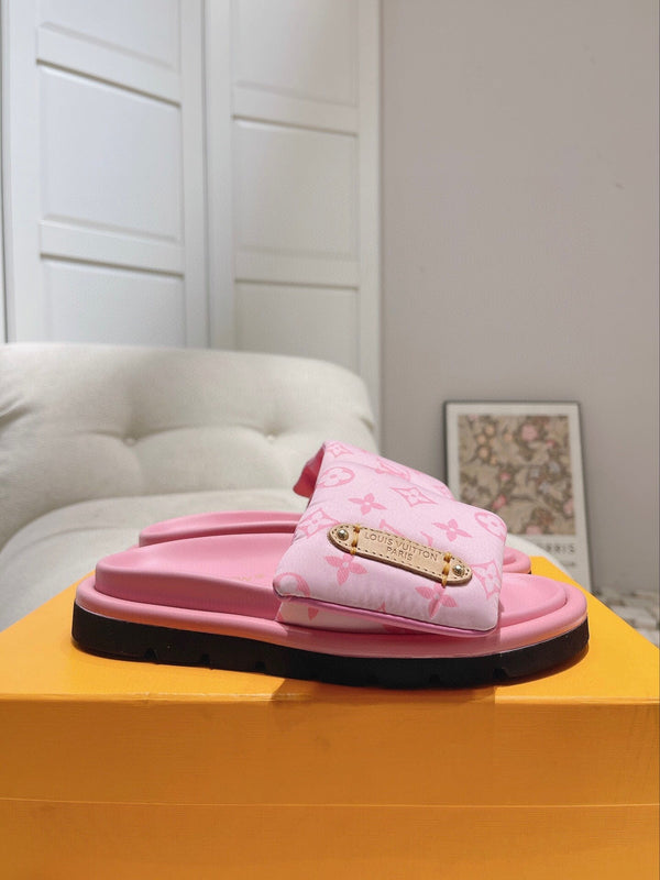 LV Pool Pillow Mule Pink Monogram Calfskin