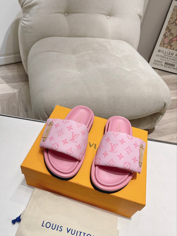 LV Pool Pillow Mule Pink Monogram Calfskin