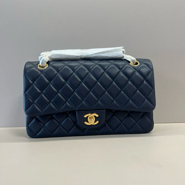 CC Classic 25cm Navy Blue Lambskin Gold Hardware
