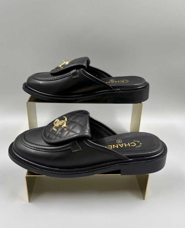 CC Mules 25 In Back with Gold Hardware Cowhide