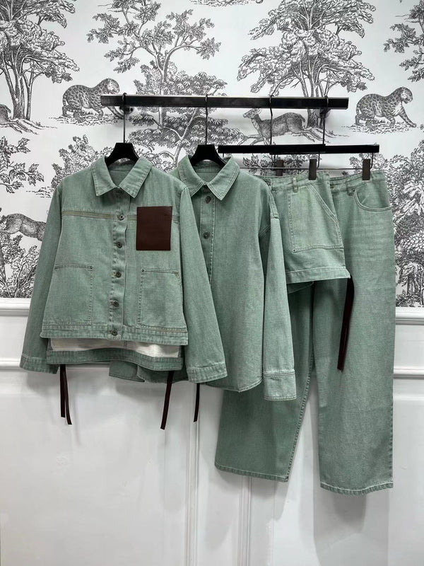 Loewe Jacket in Khaki Green Denim Cotton