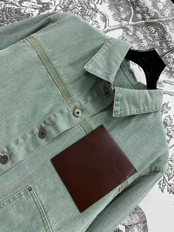 Loewe Jacket in Khaki Green Denim Cotton