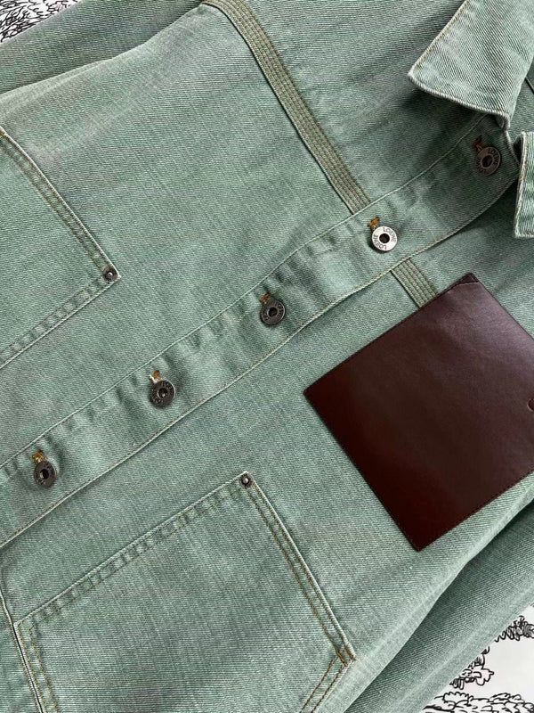 Loewe Jacket in Khaki Green Denim Cotton