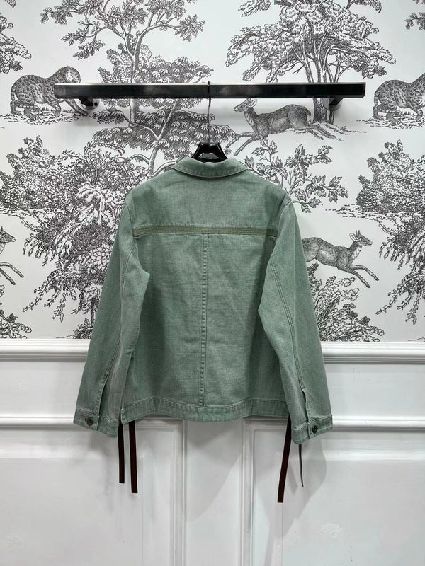 Loewe Jacket in Khaki Green Denim Cotton