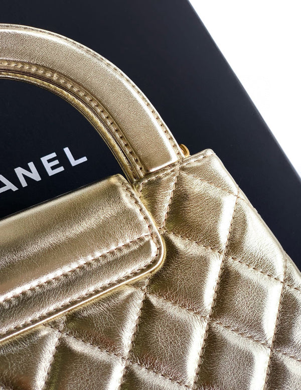 CC 25A nano 19cm kelly shopper bag metallic gold lambskin gold hardware