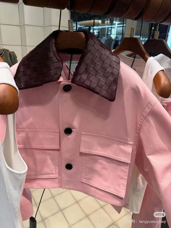 BV Twin Jacket in Camelia Pink Cotton and Lambskin