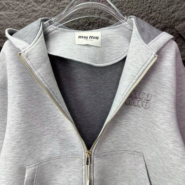 MM Flamenco Hoodie Jacket in Gray Cotton