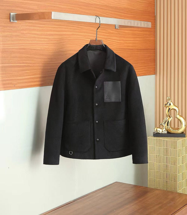 Loewe Men Shirt Jacket in Black Wool and Cashemere