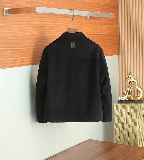 Loewe Men Shirt Jacket in Black Wool and Cashemere