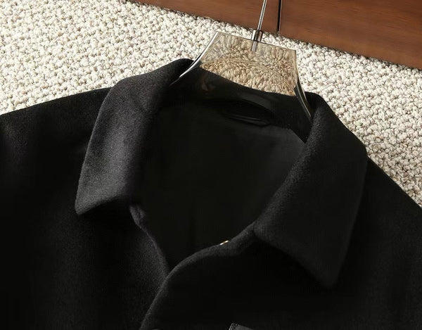 Loewe Men Shirt Jacket in Black Wool and Cashemere
