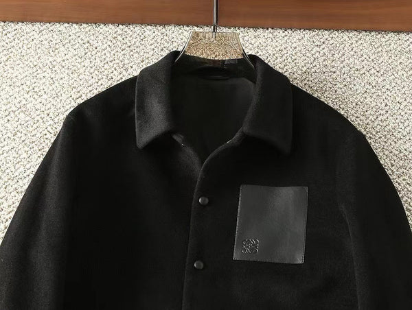 Loewe Men Shirt Jacket in Black Wool and Cashemere