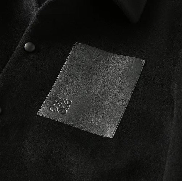 Loewe Men Shirt Jacket in Black Wool and Cashemere
