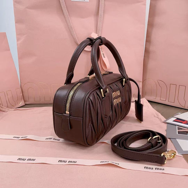 Miumiu Arcadie Matelassã Bag 22 In Mischka Brown Lambskin